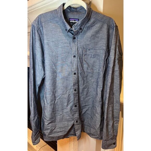 Patagonia Men's Long-Sleeved Bluffside Shirt Blue Button Down Size Large - Picture 3 of 14